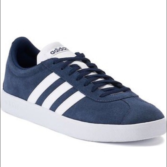 navy and white adidas shoes